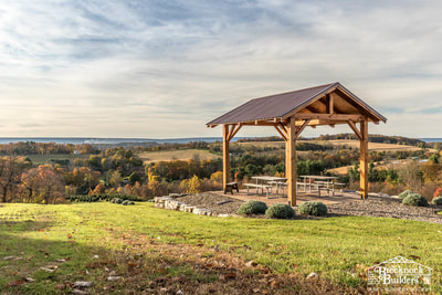 Timber-framed pavilion with amazing view