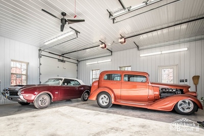 Classic Cars inside Custom Garage built by Brecknock Builders