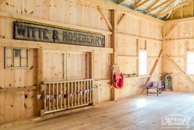 Inside bank barn remodeled by Brecknock Builders